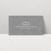 Modern Home Logo Real Estate, Realtor Grey Linen Visitekaartje