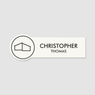 Modern home Logo Real Estate, Realtor Ivory/Black Naamplaatje