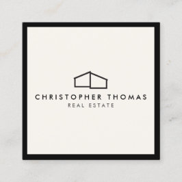 Modern home Logo Real Estate, Realtor Ivory/Black Vierkante Visitekaartje