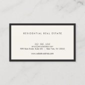 Modern home Logo Real Estate, Realtor Ivory/Black Visitekaartje (Achterkant)