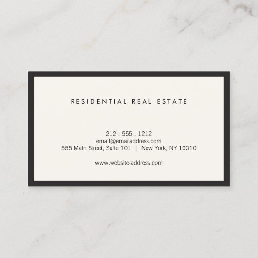 Modern home Logo Real Estate, Realtor Ivory/Black Visitekaartje (Achterkant)