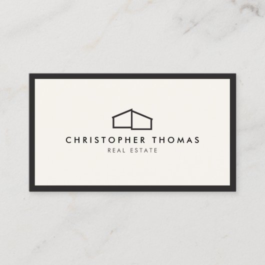 Modern home Logo Real Estate, Realtor Ivory/Black Visitekaartje (Voorkant)