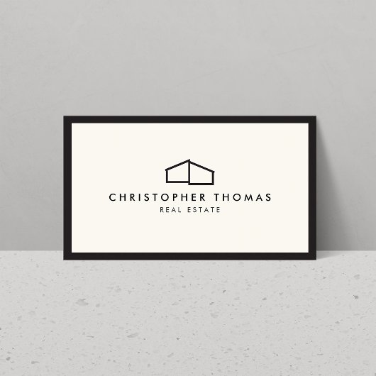 Modern home Logo Real Estate, Realtor Ivory/Black Visitekaartje