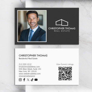 Modern Home Logo Realtor Foto Donkergrijs Visitekaartje