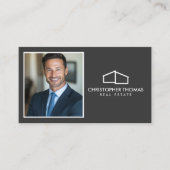 Modern Home Logo Realtor Foto Donkergrijs Visitekaartje (Voorkant)