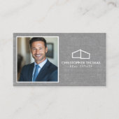 Modern Home Logo Realtor Foto Grijs Linnen Visitekaartje (Voorkant)