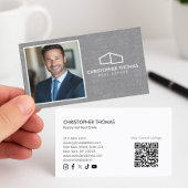 Modern Home Logo Realtor Foto Grijs Linnen Visitekaartje