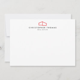 Modern Home Logo Realtor Rood/Wit Flat Note Kaart Notitiekaartje
