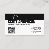 Modern Home Logo Social Media QR Code Black Visitekaartje (Voorkant)