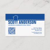 Modern Home Logo Social Media QR Code Blue Visitekaartje (Voorkant)