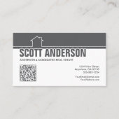 Modern Home Logo Social Media QR Code Grey Visitekaartje (Voorkant)