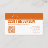 Modern Home Logo Social Media QR Code Orange Visitekaartje (Voorkant)
