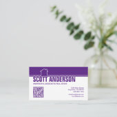 Modern Home Logo Social Media QR Code Purple Visitekaartje (Staand voorkant)