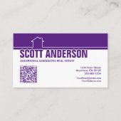 Modern Home Logo Social Media QR Code Purple Visitekaartje (Voorkant)
