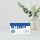 Modern Home Logo Sociale Media QR Code Blauw Visitekaartje (Staand voorkant)