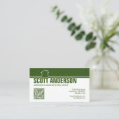 Modern Home Logo Sociale Media QR Code Groen Visitekaartje (Staand voorkant)
