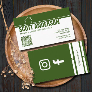 Modern Home Logo Sociale Media QR Code Groen Visitekaartje