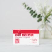 Modern Home Logo Sociale Media QR Code Rood Visitekaartje (Staand voorkant)