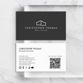 Modern Home Logo Vastgoed Donkergrijs QR-code Visitekaartje