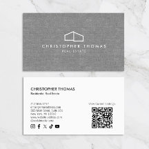 Modern Home Logo Vastgoed Grijs Linnen QR-code