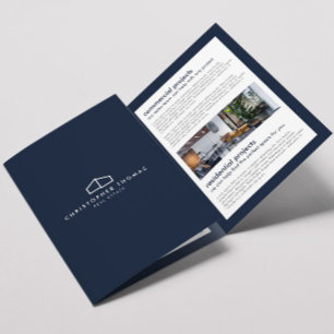 Modern Home Logo Vastgoed Marine Blauw Brochure Drieluik Kaart