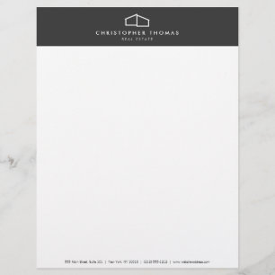 Modern Home Logo Vastgoed, Realtor Donkergrijs Briefhoofd