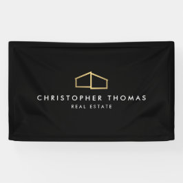Modern Home Logo Vastgoed, Realtor Goud/Zwart Spandoek