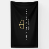 Modern Home Logo Vastgoed, Realtor Goud/Zwart Spandoek (Verticaal)