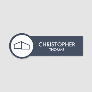 Modern Home Logo Vastgoed, Realtor Navy Blue Naamplaatje