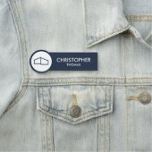 Modern Home Logo Vastgoed, Realtor Navy Blue Naamplaatje (In situ)