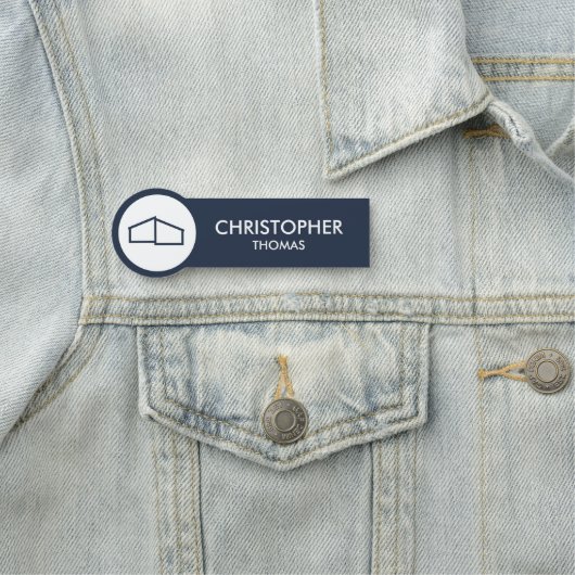 Modern Home Logo Vastgoed, Realtor Navy Blue Naamplaatje (In situ)