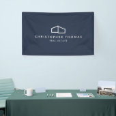 Modern Home Logo Vastgoed, Realtor Navy Blue Spandoek (Beurs)