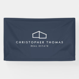 Modern Home Logo Vastgoed, Realtor Navy Blue Spandoek