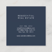 Modern Home Logo Vastgoed, Realtor Navy Blue Vierkante Visitekaartje (Achterkant)