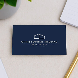 Modern Home Logo Vastgoed, Realtor Navy Blue Visitekaartje