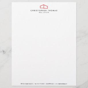 Modern Home Logo Vastgoed, Realtor Rood/Wit Briefhoofd