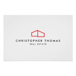 Modern Home Logo Vastgoed, Realtor Rood/Wit Perfect Poster