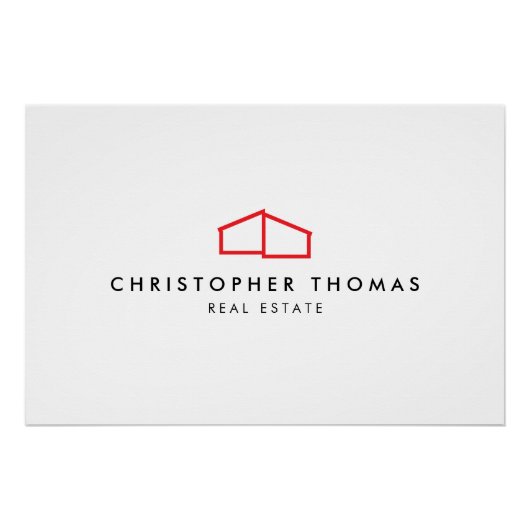 Modern Home Logo Vastgoed, Realtor Rood/Wit Perfect Poster (Voorkant)
