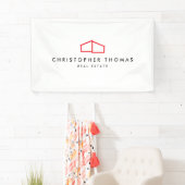 Modern Home Logo Vastgoed, Realtor Rood/Wit Spandoek (Insitu)