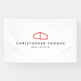 Modern Home Logo Vastgoed, Realtor Rood/Wit Spandoek