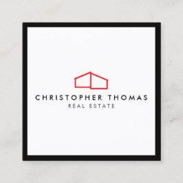 Modern Home Logo Vastgoed, Realtor Rood/Wit Vierkante Visitekaartje