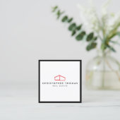 Modern Home Logo Vastgoed, Realtor Rood/Wit Vierkante Visitekaartje (Staand voorkant)