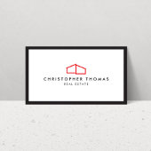 Modern Home Logo Vastgoed, Realtor Rood/Wit Visitekaartje