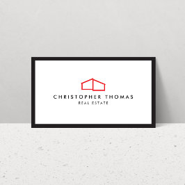 Modern Home Logo Vastgoed, Realtor Rood/Wit Visitekaartje