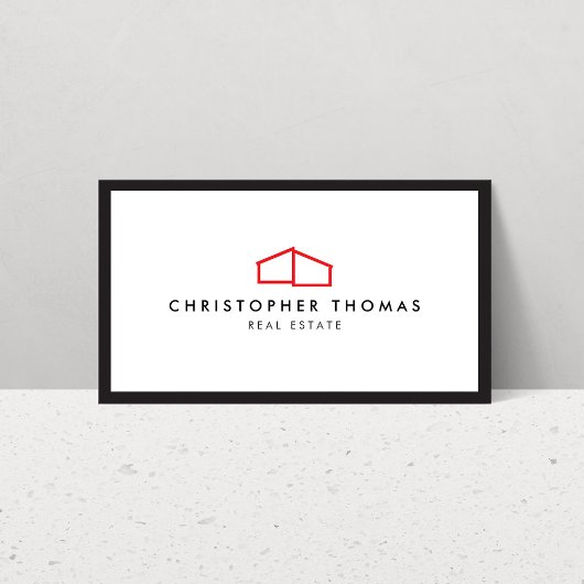 Modern Home Logo Vastgoed, Realtor Rood/Wit Visitekaartje
