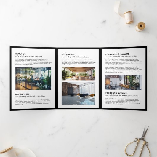 Modern Home Logo Vastgoed Rood/Wit Brochure Drieluik Kaart (Binnen)