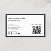Modern Home Logo Vastgoed Rood/Wit QR-code Visitekaartje (Achterkant)