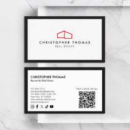 Modern Home Logo Vastgoed Rood/Wit QR-code Visitekaartje