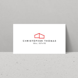 Modern Home Logo Vastgoed Rood/Wit Visitekaartje