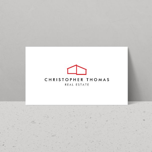 Modern Home Logo Vastgoed Rood/Wit Visitekaartje